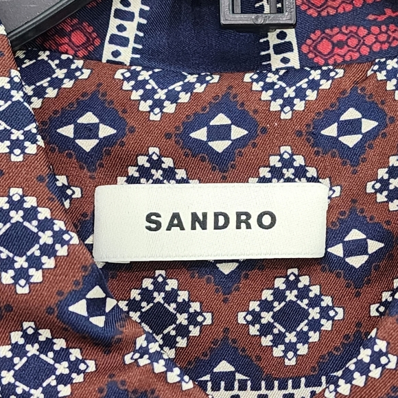 Sandro Women's 100% Silk Long Sleeve Loane Printed Shirt - Picture 6 of 9